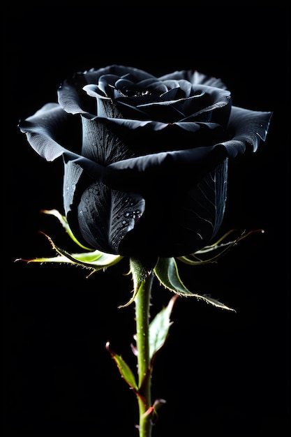 black rose on black background close up