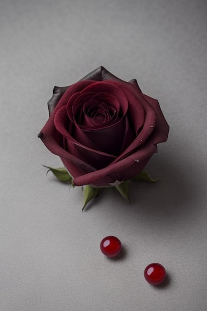 Black rose Drops of water