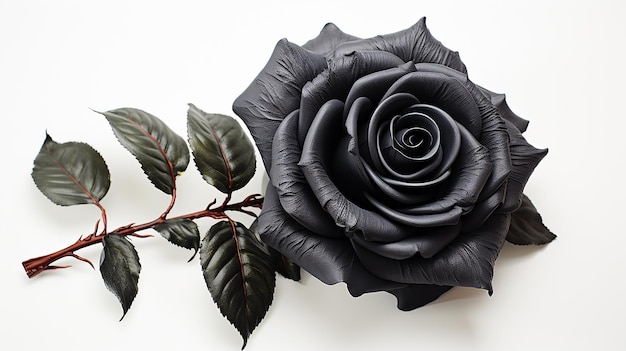 Photo black rose flower on white background