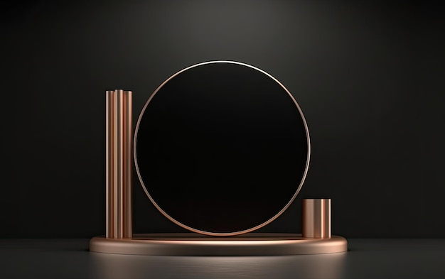 Black and rose gold podium for product display and mockup