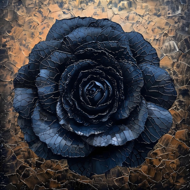 Photo black rose oil painting