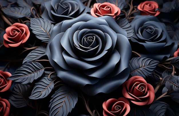 a black rose pattern on a black background