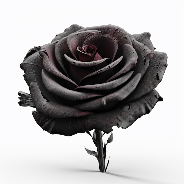 A black rose with a red rose on it.