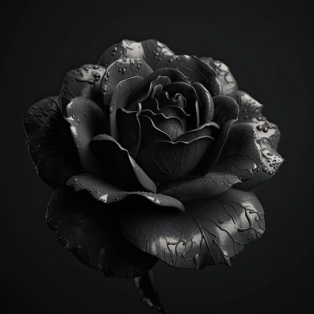 A black rose with water drops on it