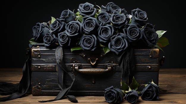 black roses bouquets on white background