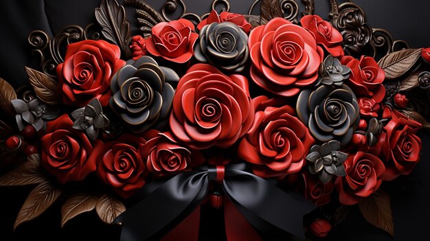 black roses bouquets on white background