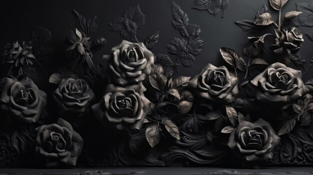 Premium Photo | Black roses and dark love generative ai