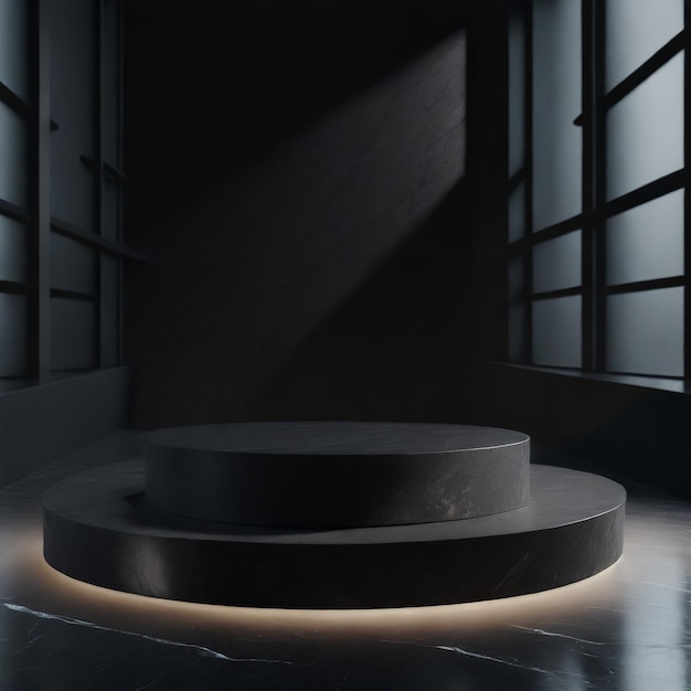 Black Round Podium Genrated By Ai