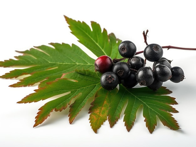 Premium AI Image | Black rowan with green leaf