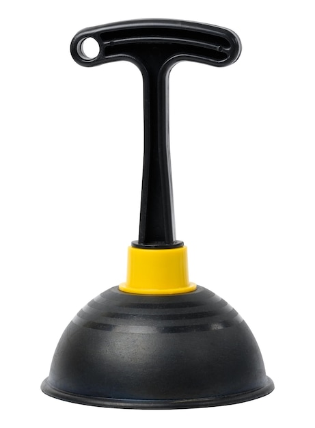 Black rubber plunger on a white isolated background