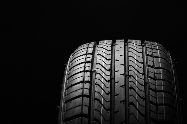 Black rubber tire on black