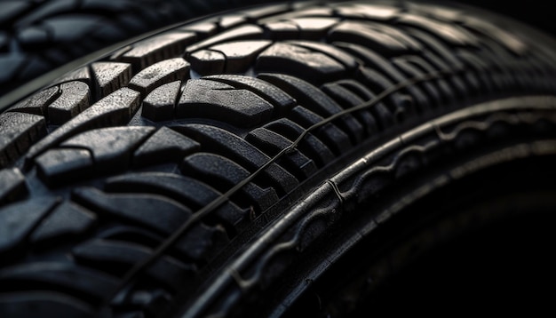 Black rubber tire on clean alloy wheel generated by AI