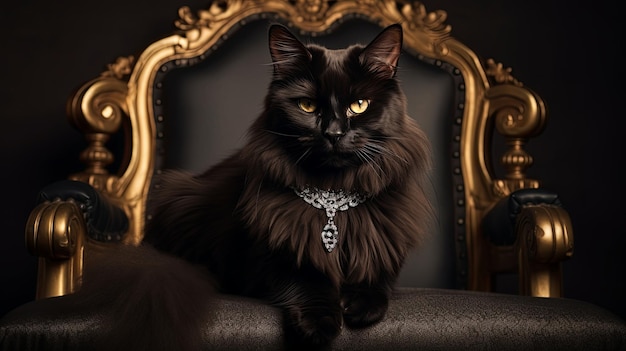 Foto gatto russo nero in uno studio elegante