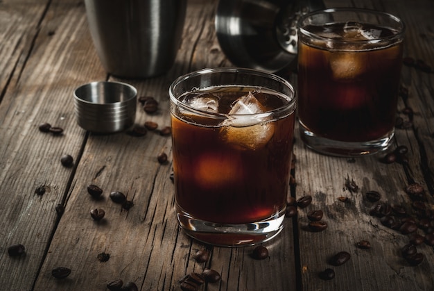 Black Russian cocktail with vodka and coffee liquor