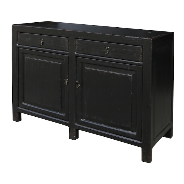 Black rustic double cabinet two draws and two doors.