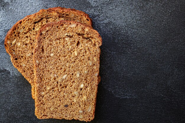 black rye bread with useful additives and seeds