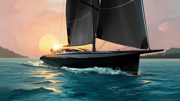 Black sailing boat digital wallpaper