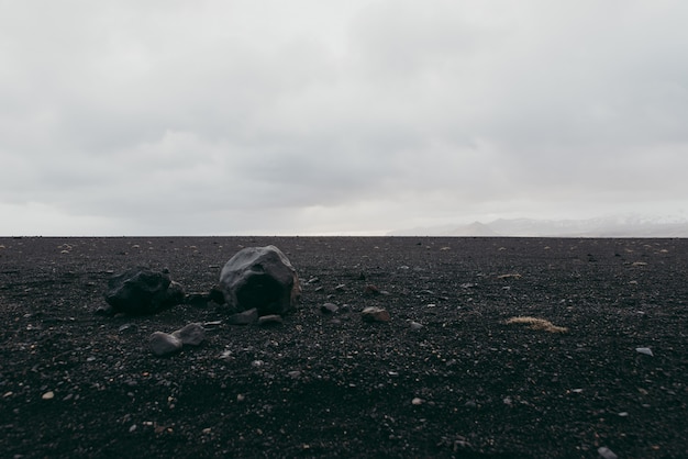 Black sand beach in Iceland, with the plane wreck