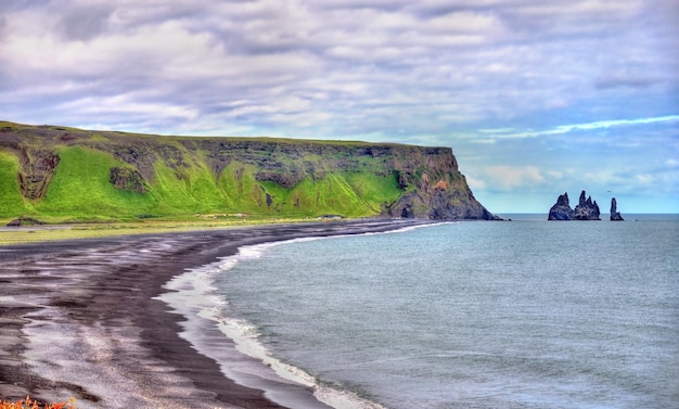 The black sand beach of vik in south iceland