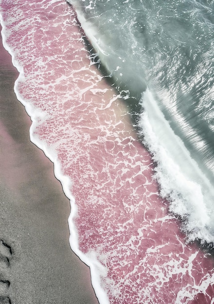 Black sand pink waves