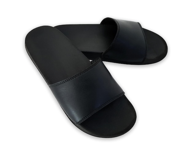 검은색 샌달 여름 신발 패션  ⁇ 색 바탕에 고립 된 슬라이드 샌달  ⁇ 
