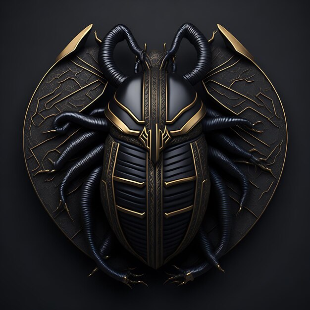 Black scarab logo to create a well detailed bitcoin style cryptocurrency