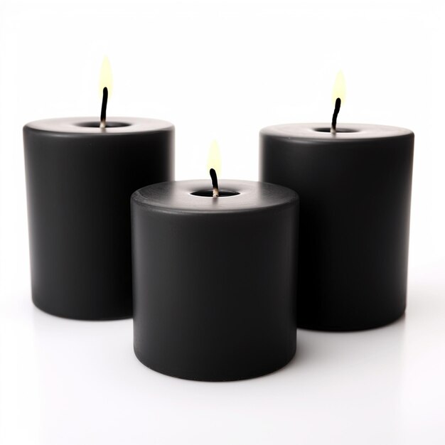 Photo black scented candles isolated on white background