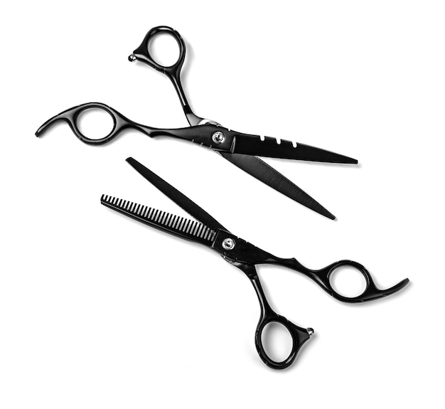 Black scissors isolated on white background