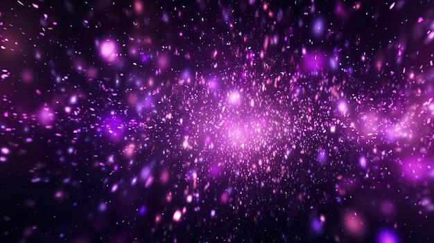 a black screen with purple particles behind in the style of animated gifs