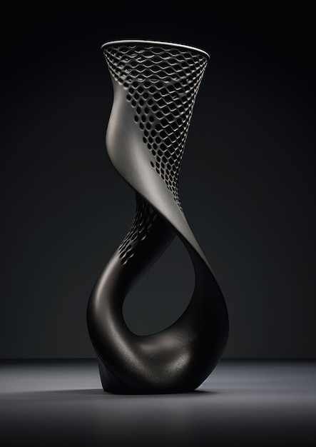 black sculpture spiral shaped object table still entertainment machina synthetic curves wrapped