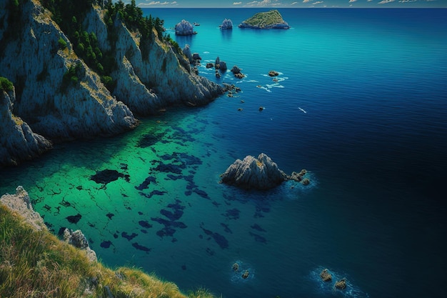 Black Sea scenery with blue and green waters