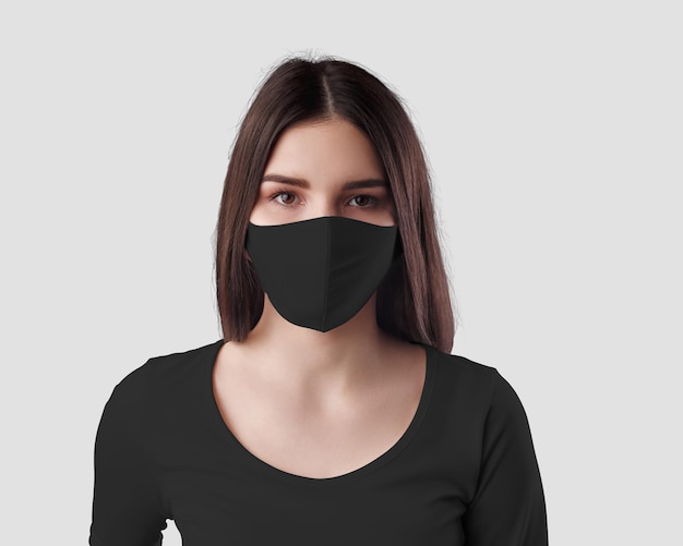 Black seamless mask on dark haired girl