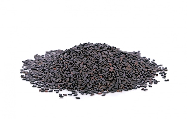 Black sesame seeds isolated