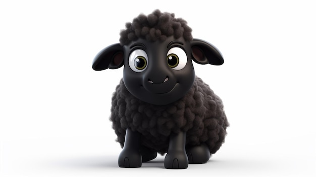 A black sheep with a black face and a white nose.