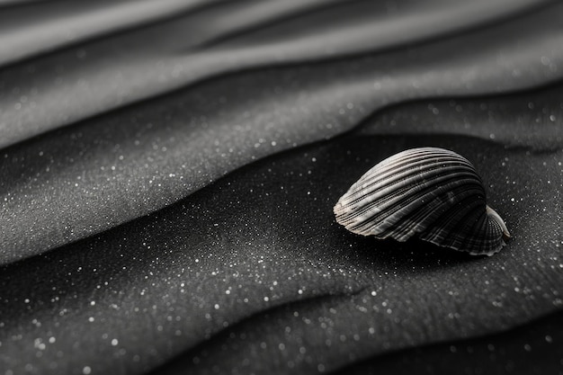 Black Shell on Black Sand Dunes Background Conceptual Design with Texture and Dead Sea Inspiration