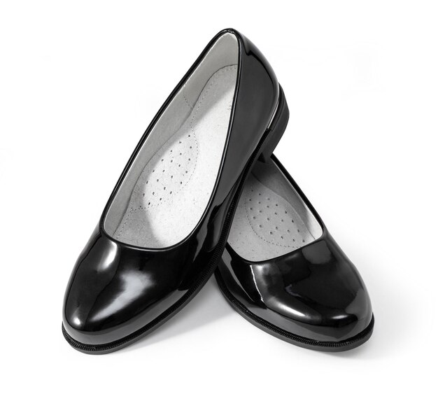 Black shine leather girl shoes