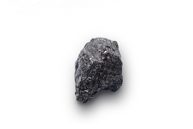 Black shiny graphite on a white isolated surface