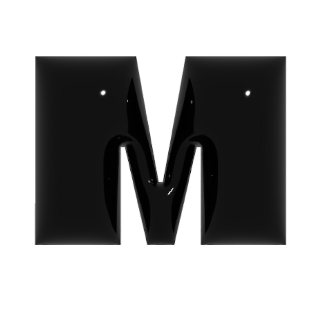 Photo black shiny metal shiny reflective letter m d illustration