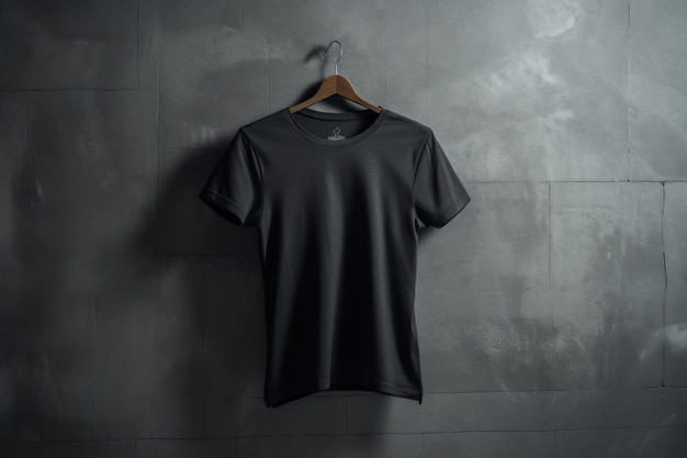 A black shirt hanging on a wall with the word nike on it