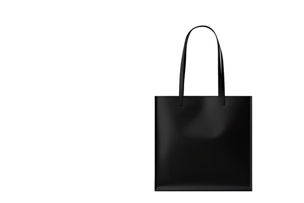 Foto modello di borsa della spesa nera isolato su sfondo bianco spazio di copia a sinistra