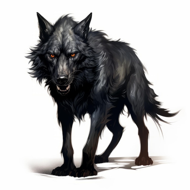 Photo black shuck a stunning wolf head illustration by alejandro de mania