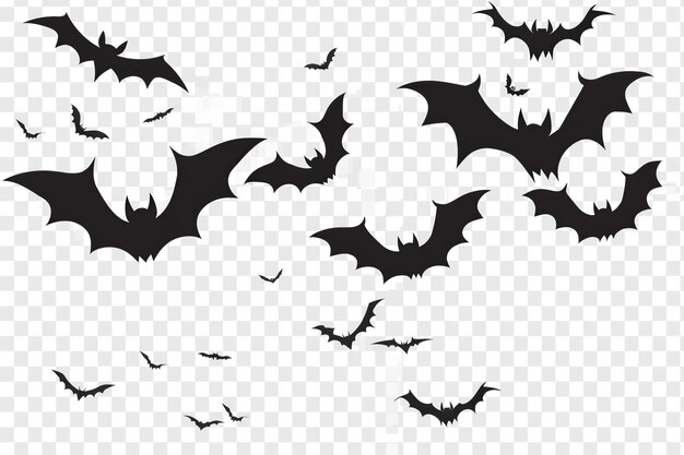 Photo black silhouette of bats on transparent background for halloween