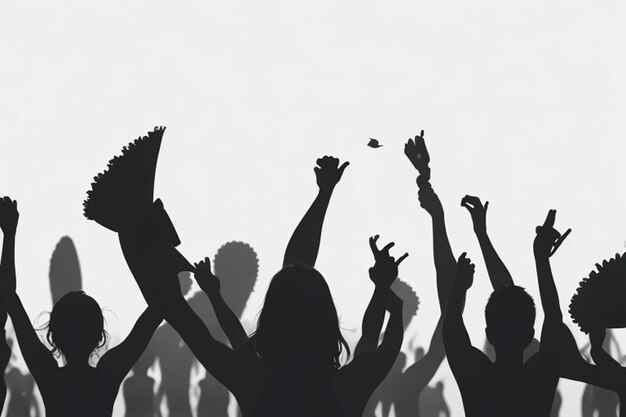 Photo black silhouette of cheering crowd isolated on transparent background festival sport party