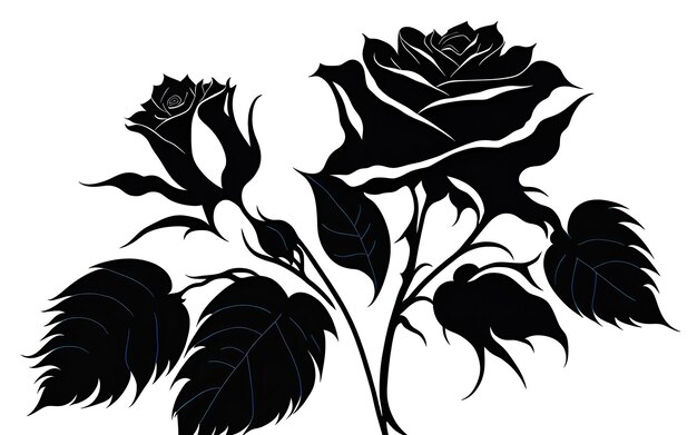 Photo black silhouette of flowers on a gray background