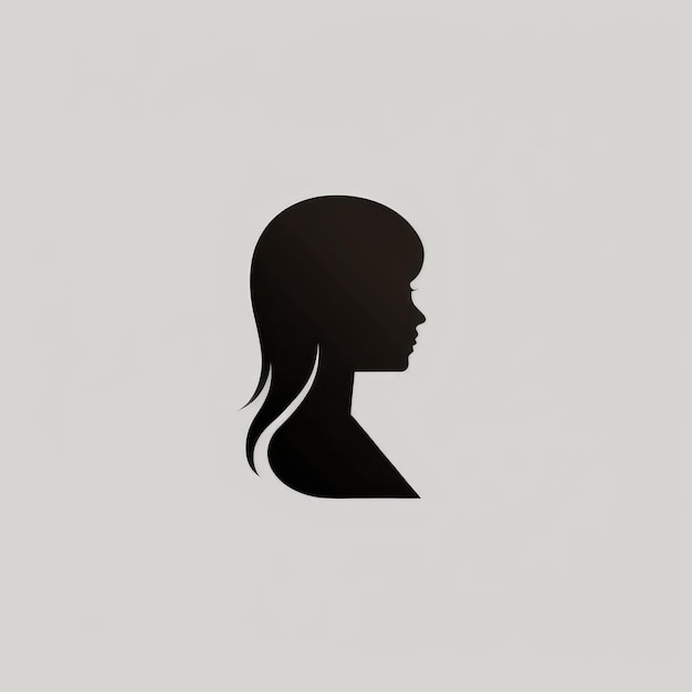 A black silhouette of a girl with long hair.