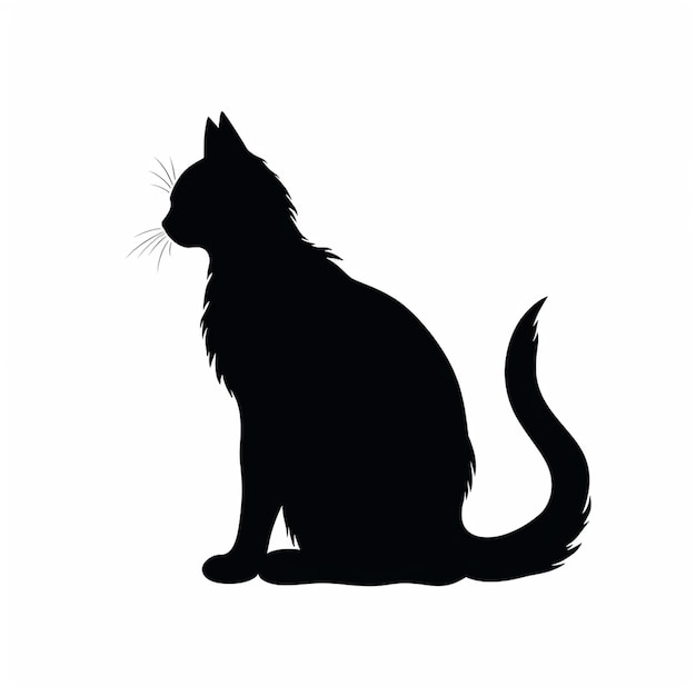 Photo black silhouette illustration of a cat