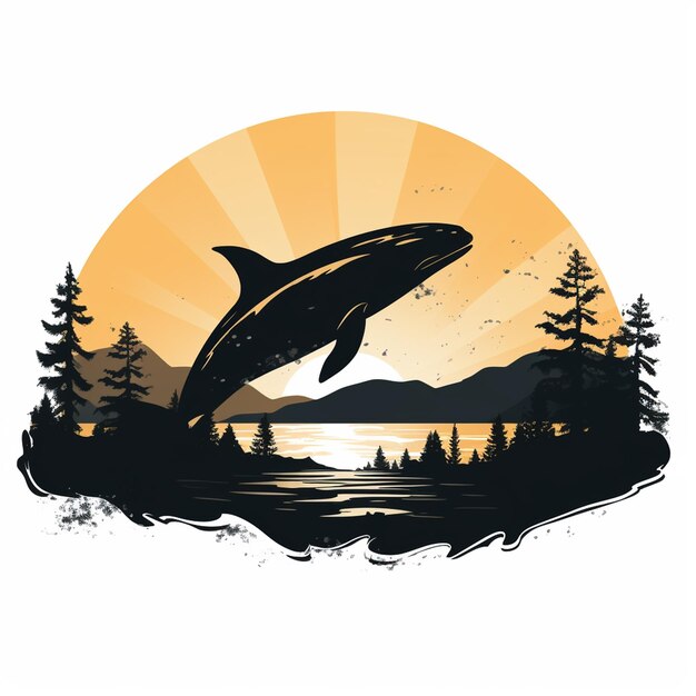 Black silhouette illustration of a whale