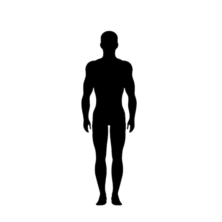 白い背景を持つ男の黒いシルエット。