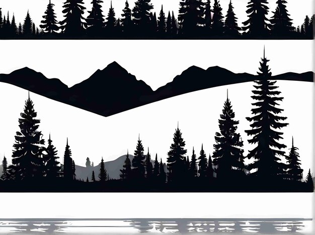 Photo black silhouette of mountains and fir trees camping adventure wildlife landscape panorama