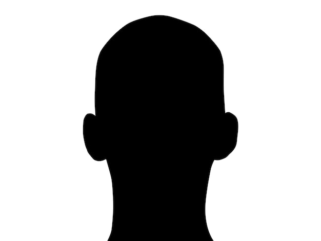 black silhouette of the profile of the human head on white background
